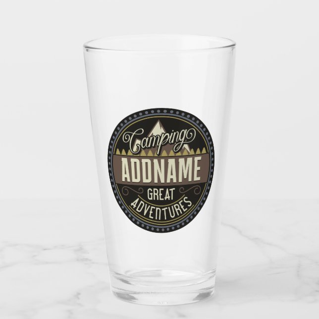 Custom ADD NAME Family Camp Trip Camping Reunion Glass (Front)