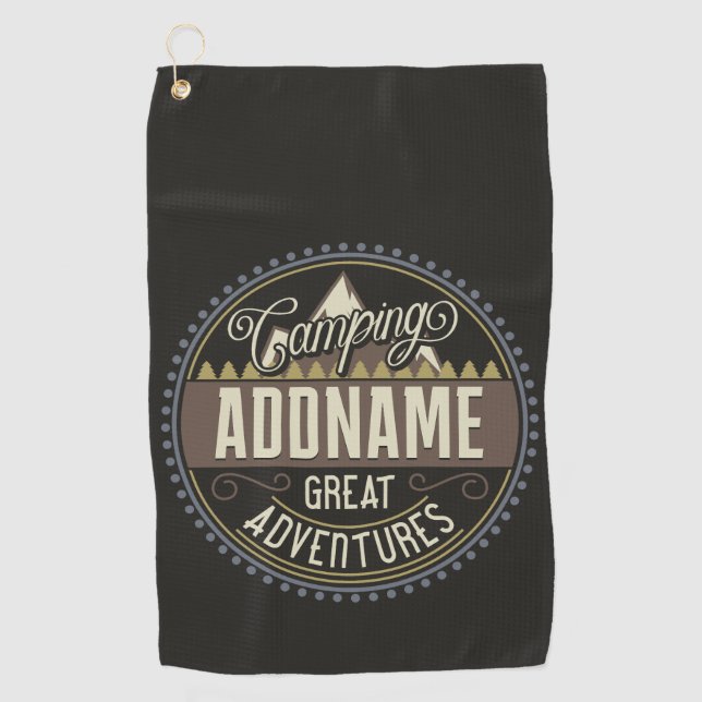 Custom ADD NAME Family Camp Trip Camping Reunion Golf Towel (Front)