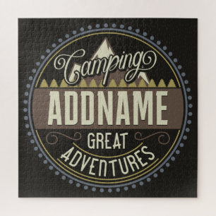 Custom ADD NAME Family Camp Trip Camping Reunion Jigsaw Puzzle