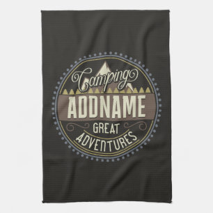 Custom ADD NAME Family Camp Trip Camping Reunion Kitchen Towel
