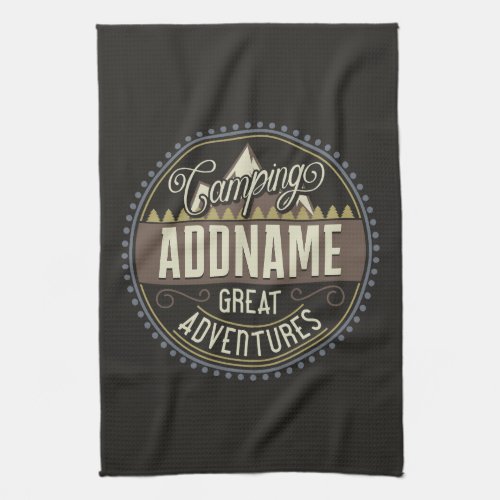 Custom ADD NAME Family Camp Trip Camping Reunion Kitchen Towel
