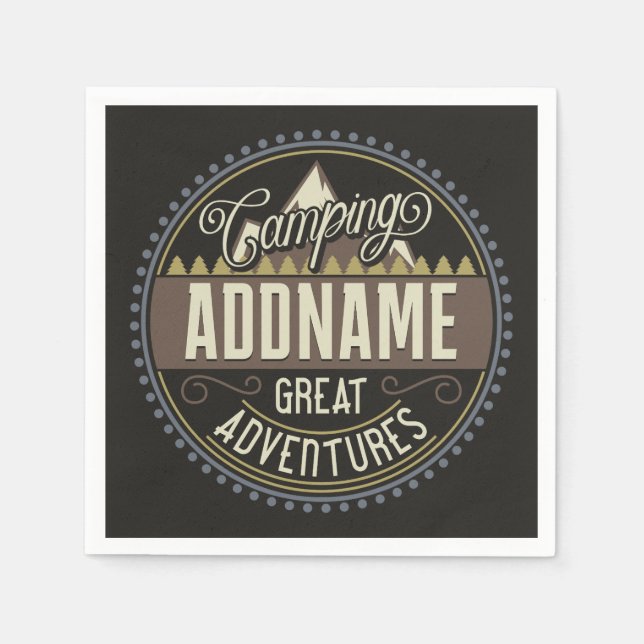 Custom ADD NAME Family Camp Trip Camping Reunion Napkins (Front)