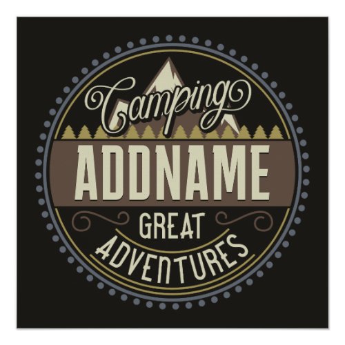 Custom ADD NAME Family Camp Trip Camping Reunion Poster