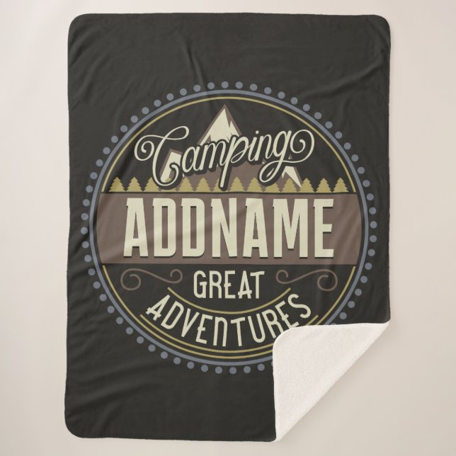 Custom ADD NAME Family Camp Trip Camping Reunion Sherpa Blanket (Front)