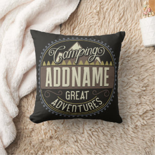 Custom ADD NAME Family Camp Trip Camping Reunion Throw Pillow