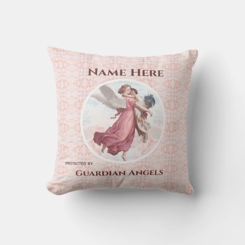 Custom Add Name Guardian Angel Throw Pillow