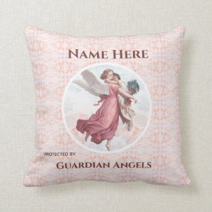 Custom Add Name Guardian Angel Throw Pillow