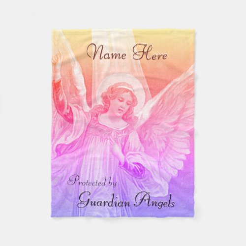 Custom Add Name Guardian Rainbow Fleece Blanket