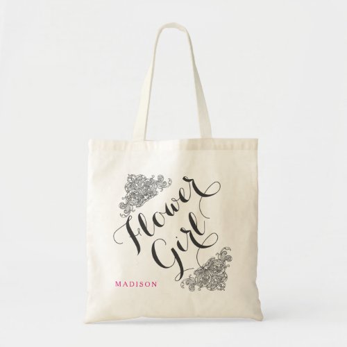 Custom add name personalized flower girl gift tote bag