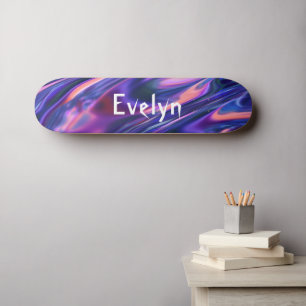 Custom Add Name Purple Abstract Cyberpunk Skateboard