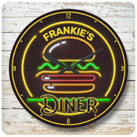 Custom ADD NAME Retro Faux Neon Burger Diner