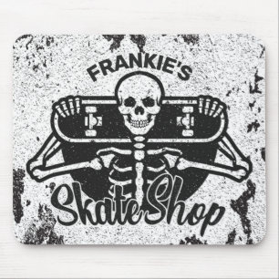 Custom ADD NAME Skull Skateboard Skate Shop Mouse Pad