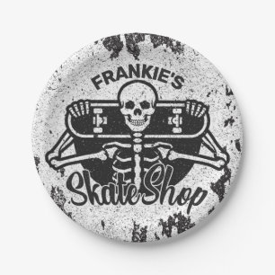 Custom ADD NAME Skull Skateboard Skate Shop Paper Plates
