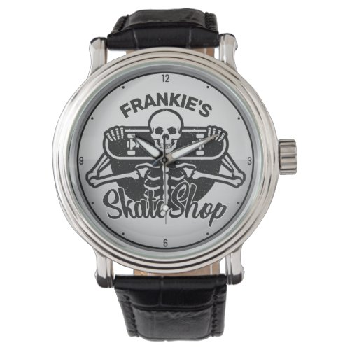 Custom ADD NAME Skull Skateboard Skate Shop Watch