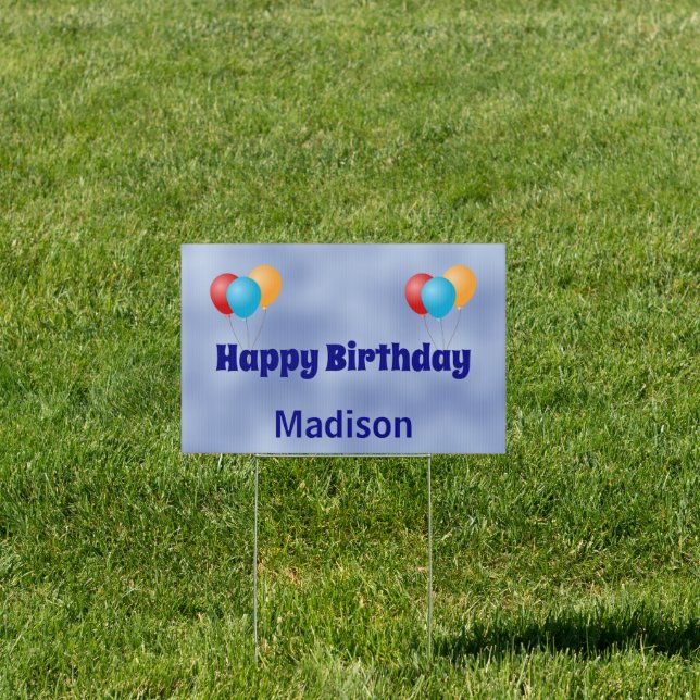 Custom Add Name to Happy Birthday with Balloons Sign (Insitu)