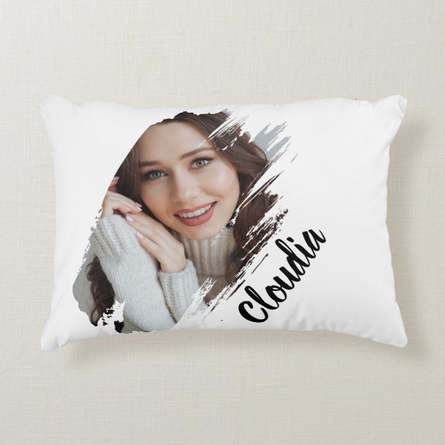 Custom Add Photo And Text Accent Pillow (Front)