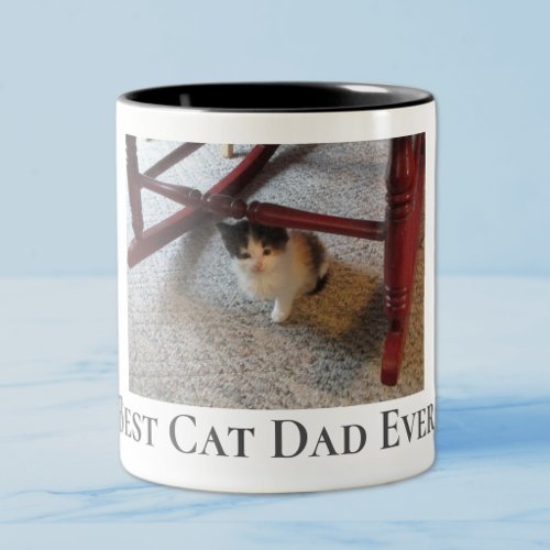 Custom Add Photo Best Cat Dad Ever Father's Day Two-Tone Coffee Mug