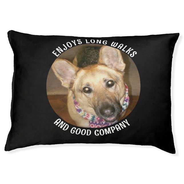 Custom Add Photo Black Tan German Shepherd & Quote Pet Bed (Front)