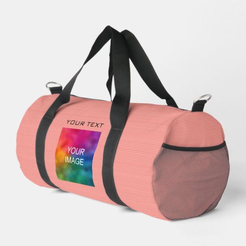 Custom Add Photo Image Text Peach Color Striped Duffle Bag