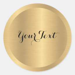 Custom Add Text Faux Gold Metallic Look Template Classic Round Sticker