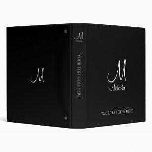 Custom Add Text Monogram Initial Letter Template 3 Ring Binder