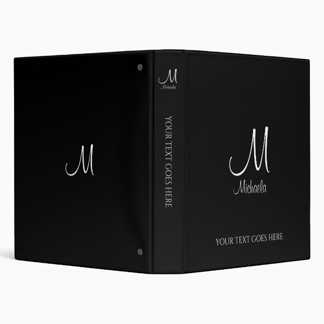 Custom Add Text Monogram Initial Letter Template 3 Ring Binder (Background)