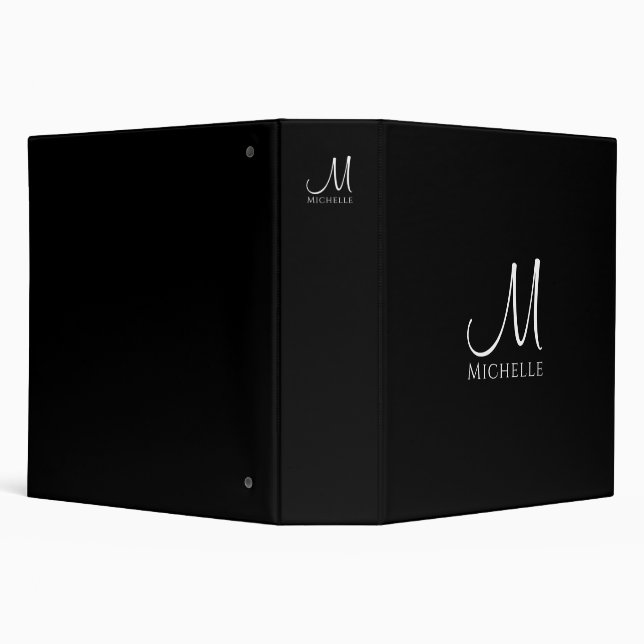 Custom Add Text Monogram Initial Letter Template 3 Ring Binder (Background)