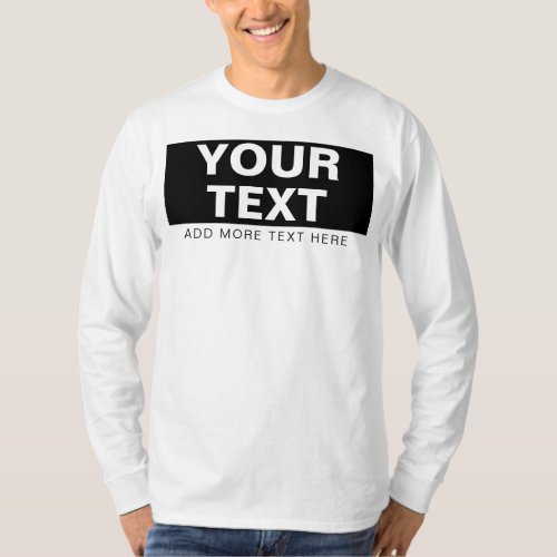 Custom Add Text Name Photo Mens Modern Long Sleeve T_Shirt