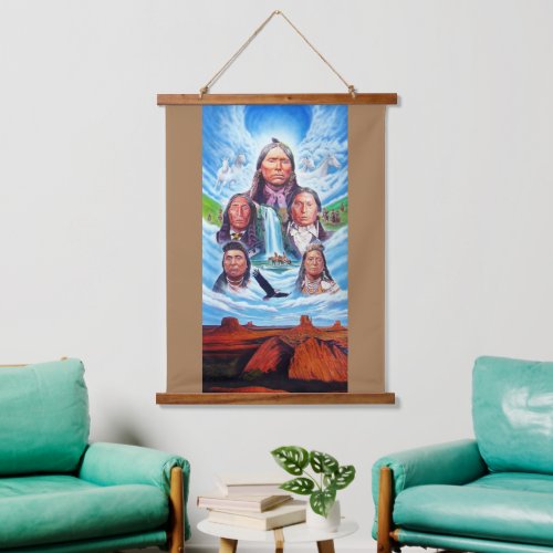 Custom Add Text Native Americans Indian Painting Hanging Tapestry