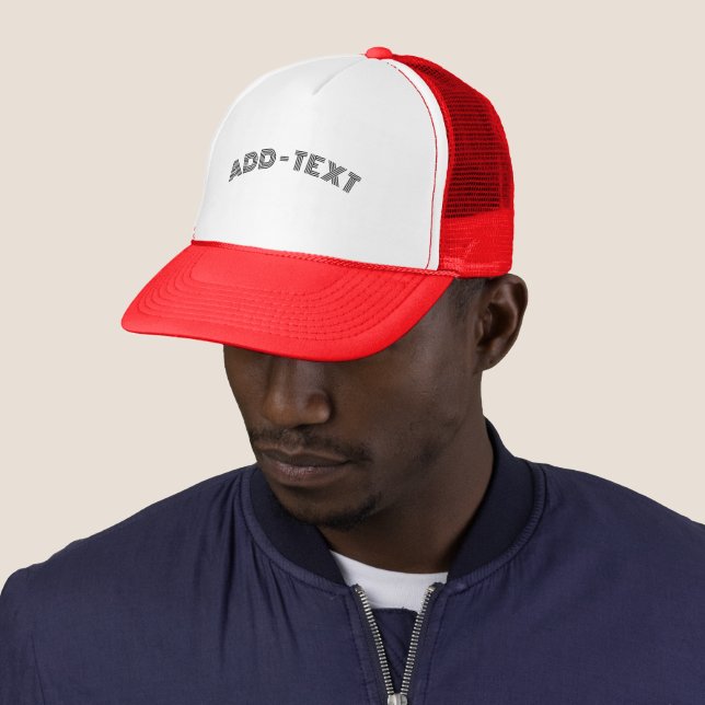 Custom ADD TEXT Printed Elegant Beauty Stylish Red Trucker Hat (In Situ)