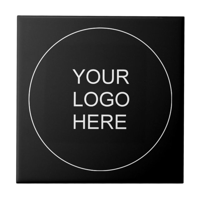 Custom Add Upload Your Own Logo Here Black Ceramic Tile (Front)