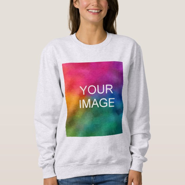Custom Add Upload Your Own Photo to Womens Grey Sweatshirt (Front)