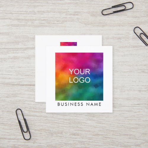 Custom Add Your Business Company Logo Elegant Square Business Card