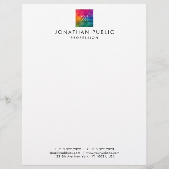 Custom Add Your Business Company Logo Template Letterhead (Front)