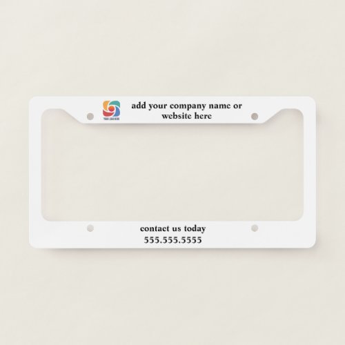 Custom Add Your Business Logo Company Marketing License Plate Frame