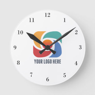 Custom Add Your Business Logo Company Marketing Round Clock