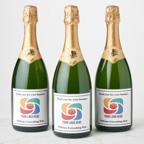 Custom Add Your Business Logo Company Marketing Sparkling Wine Label