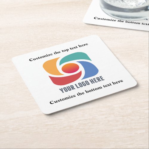 Custom Add Your Business Logo Company Marketing Square Paper Coaster