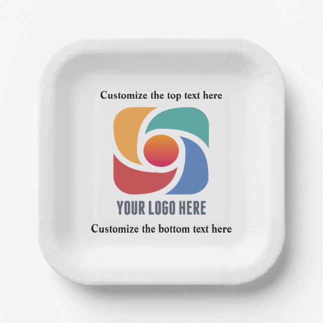 Custom Add Your Business Logo Company Party Paper Plates (Front)
