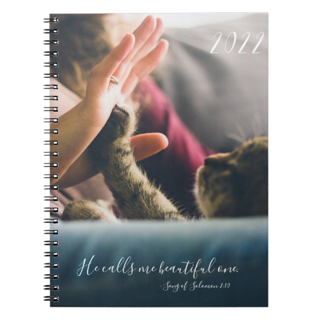 Custom add your cat's pet's photo quote planner notebook (Front)