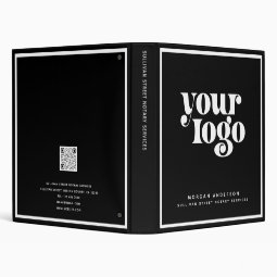 Custom Add Your Logo Business Name QR Code 3 Ring Binder | Zazzle