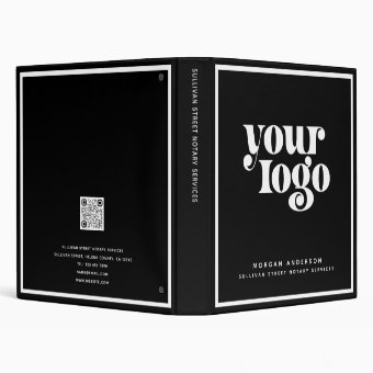 Custom Add Your Logo Business Name QR Code 3 Ring Binder | Zazzle