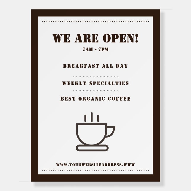 Custom Add Your Logo Coffee Shop Open Foam Board (Front)
