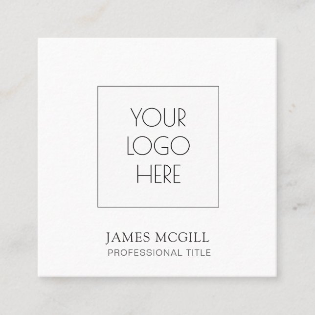 Custom Add Your Logo Minimalist  Square Business  Card (Front)
