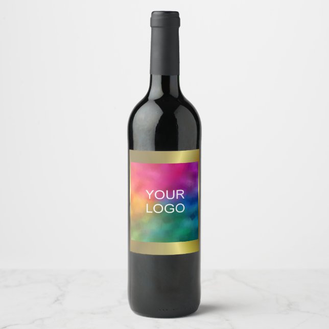 Custom Add Your Logo Text Faux Gold Elegant Blank Wine Label (Front)