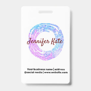 custom add your name address company glitter badg badge