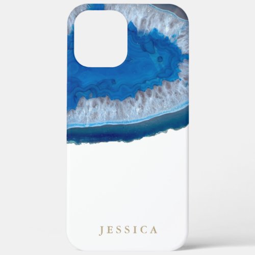 Custom add your name faux geode agate crystal iPhone 12 pro max case