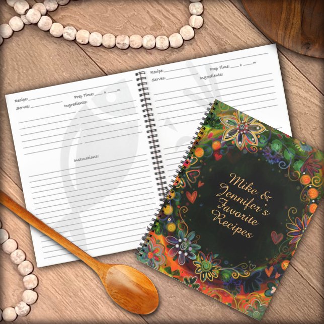 Custom Add Your Name Floral Favorite Recipe Notebook (Creator Uploaded)
