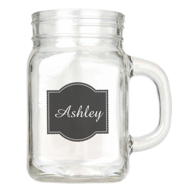 Custom add your name rustic chic chalkboard label mason jar (Front)