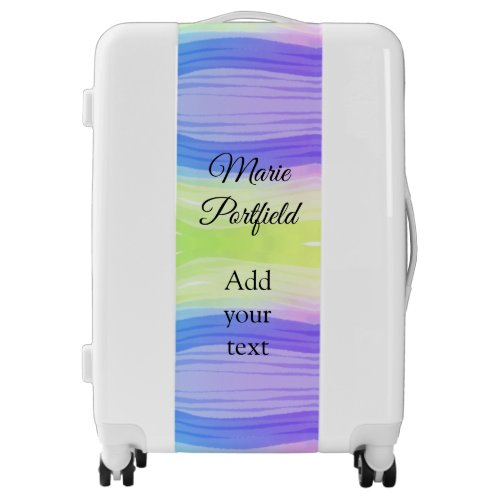 custom add your name text watercolor blue green    luggage